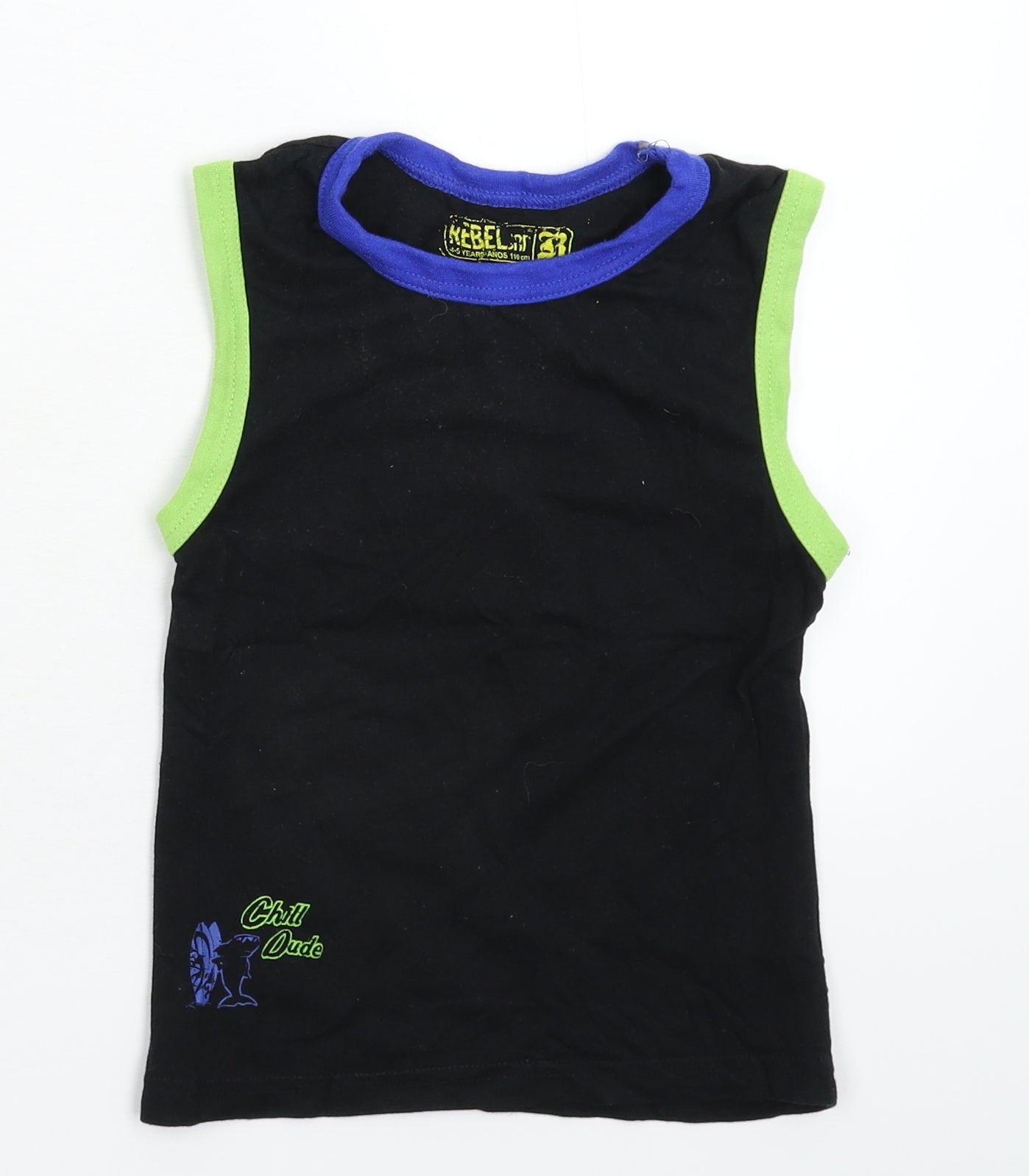 Rebel Boys Black   Basic Tank Size 4-5 Years