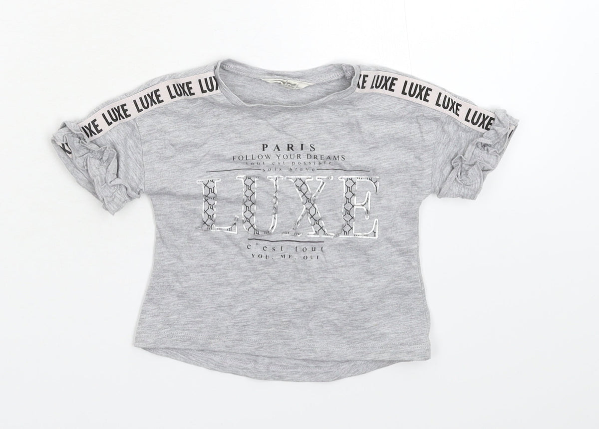 Additional front view of River Island Baby Grey Basic T-Shirt, size 3-6, Months