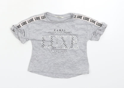 Additional front view of River Island Baby Grey Basic T-Shirt, size 3-6, Months