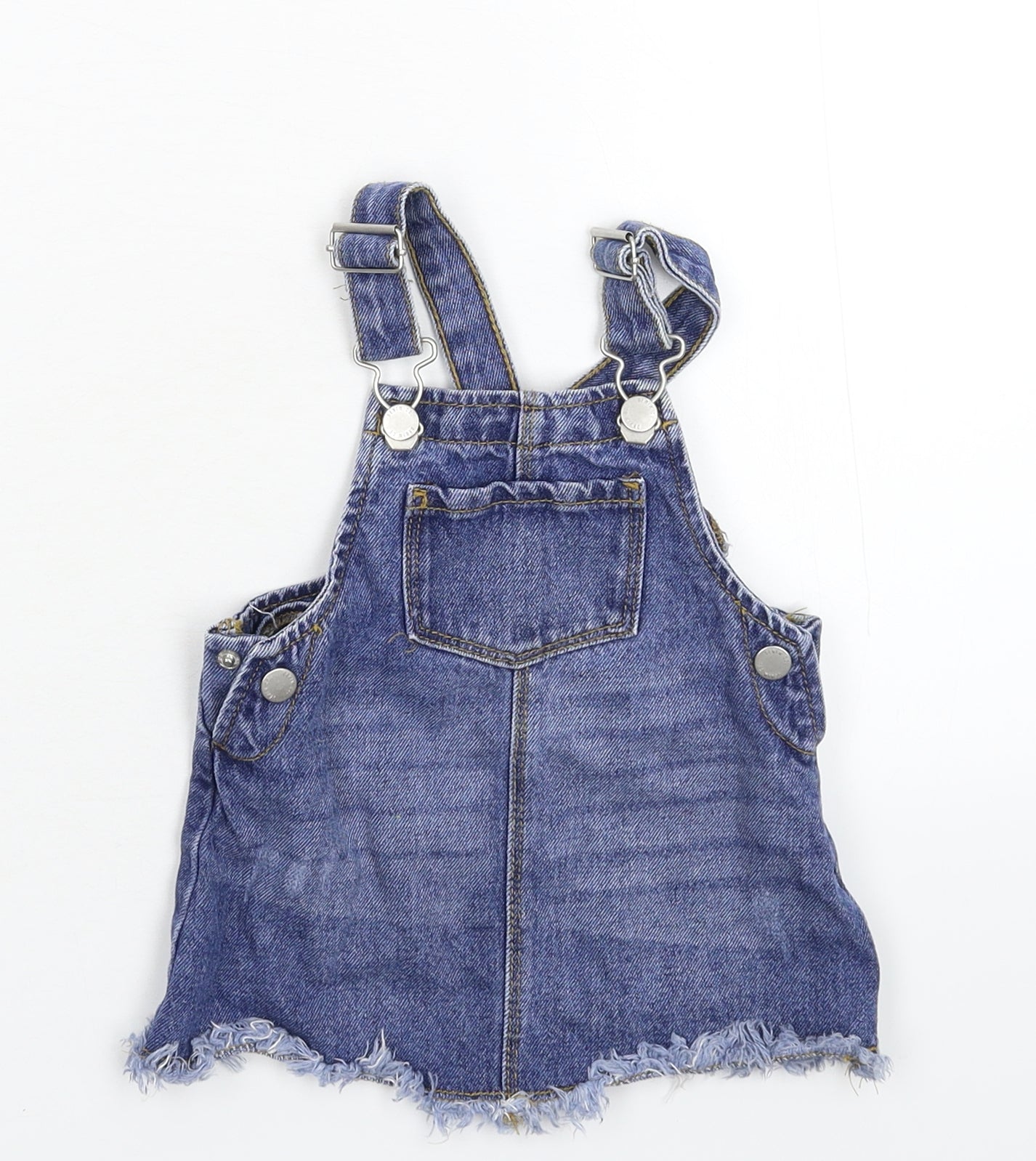 Primark Girls Blue  Denim Pinafore/Dungaree Dress  Size 6-9 Months
