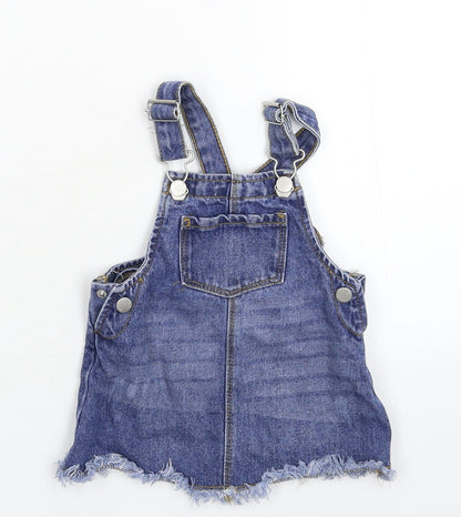 Primark Girls Blue  Denim Pinafore/Dungaree Dress  Size 6-9 Months