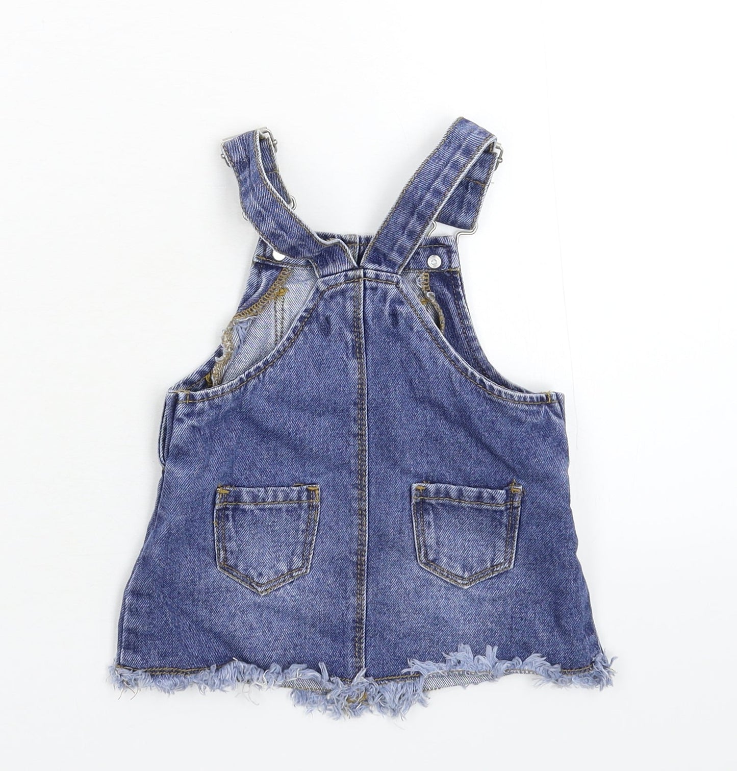 Primark Girls Blue  Denim Pinafore/Dungaree Dress  Size 6-9 Months