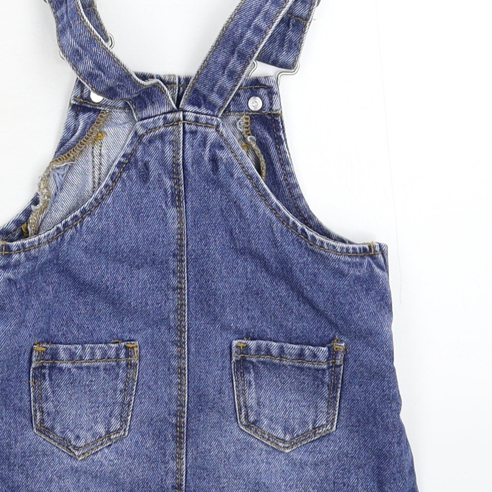 Primark Girls Blue  Denim Pinafore/Dungaree Dress  Size 6-9 Months