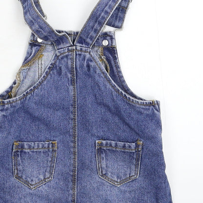 Primark Girls Blue  Denim Pinafore/Dungaree Dress  Size 6-9 Months