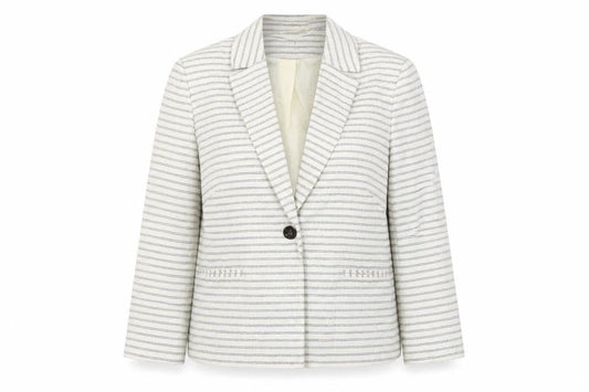 Tu Womens White Striped  Jacket Blazer Size 12