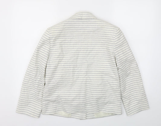 TU Womens White Striped  Jacket Blazer Size 12