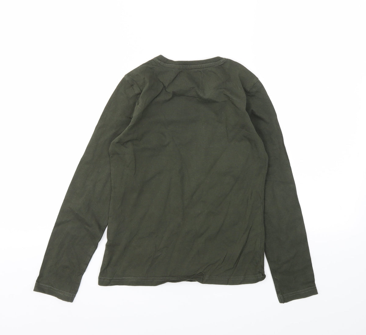 Back view of EMOI girls’ green basic t-shirt, size 10, years