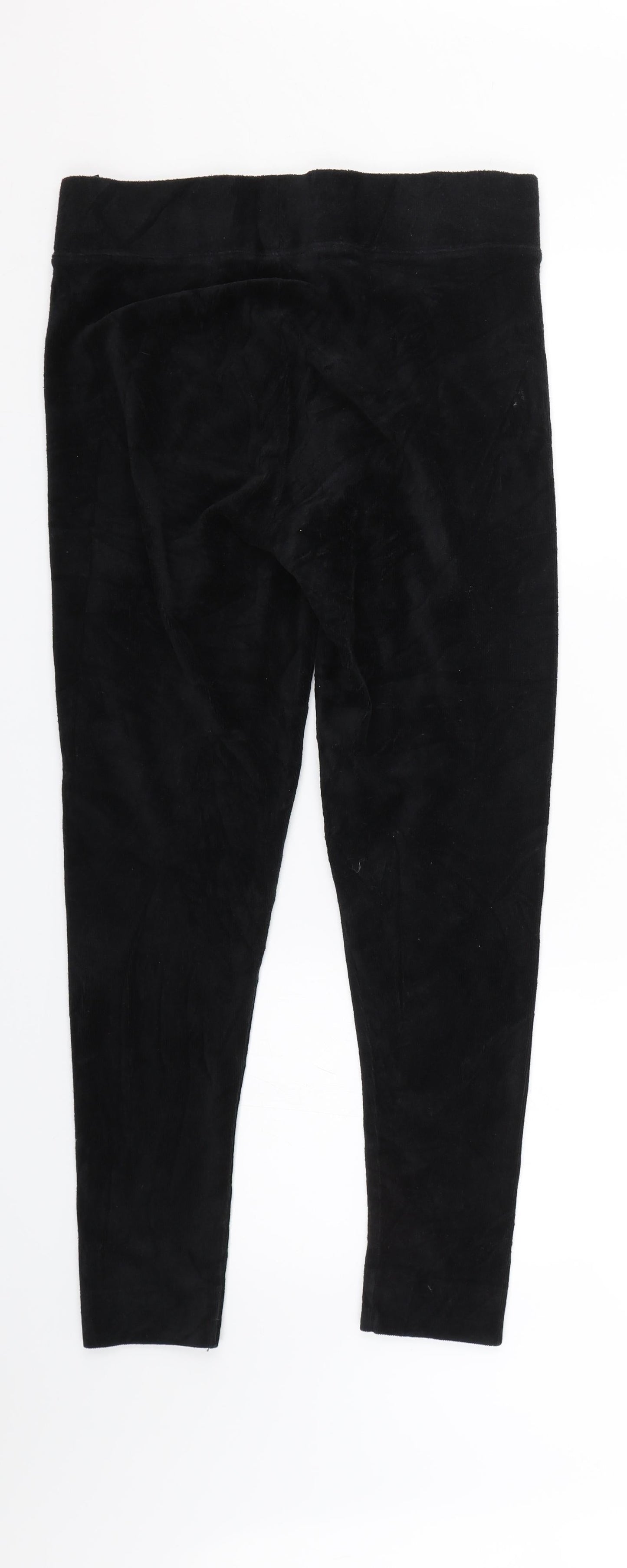 M&S Womens Black  Velour Carrot Trousers Size 14 L25 in