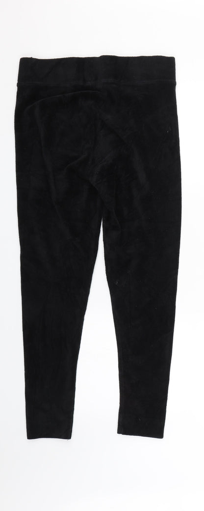 M&S Womens Black  Velour Carrot Trousers Size 14 L25 in