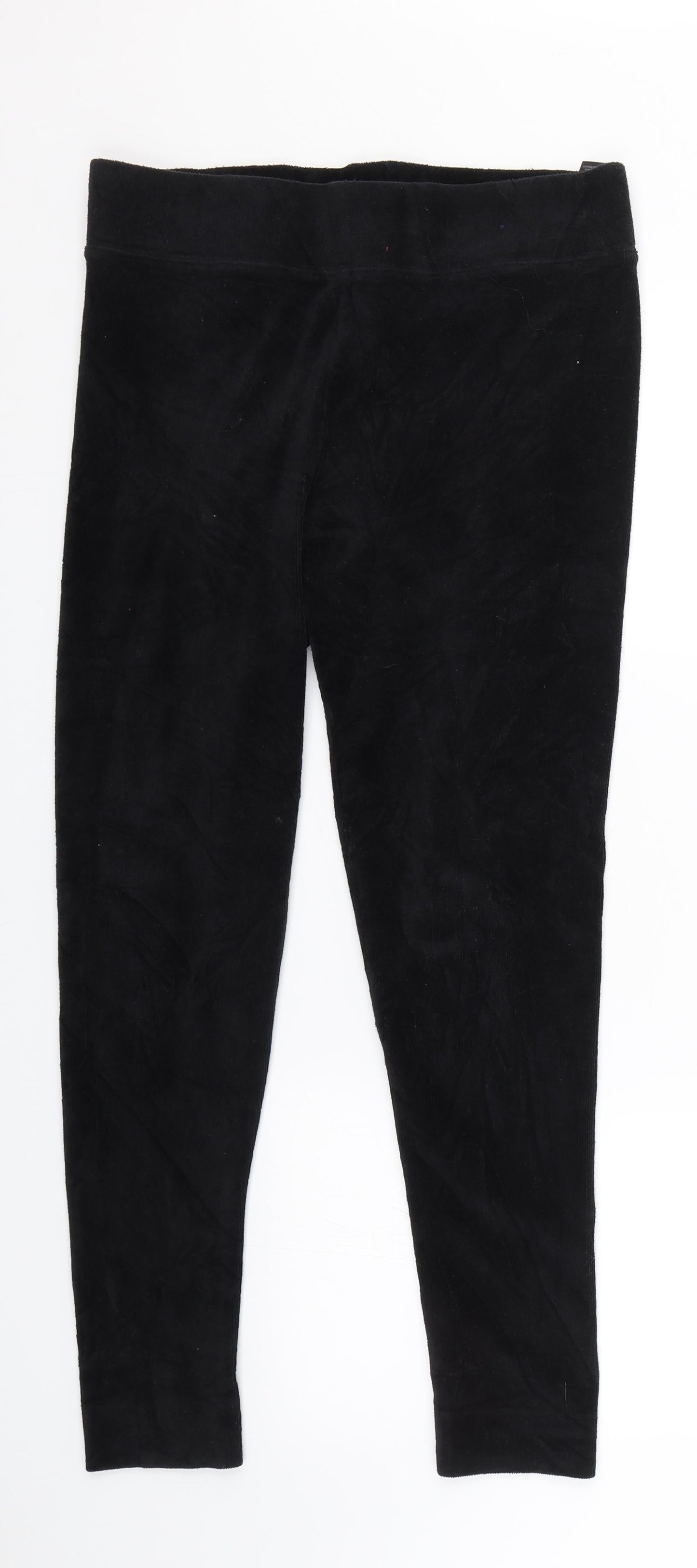 M&S Womens Black  Velour Carrot Trousers Size 14 L25 in