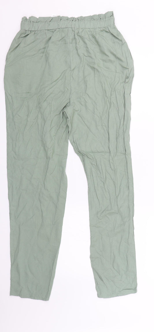 Womens UK Size 6 H&M Regular Fit Carrot Green Trousers