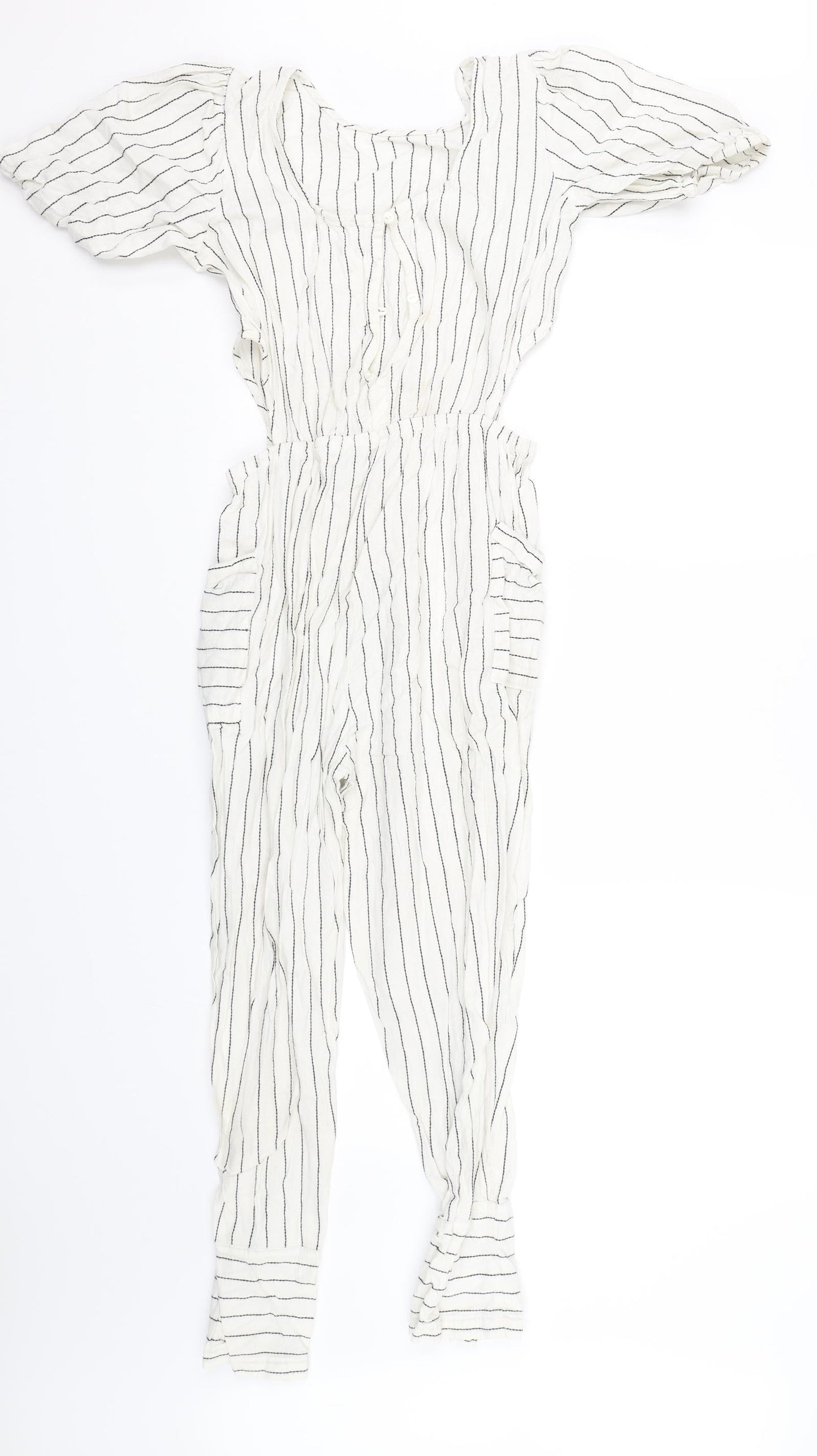 Primark Girls White Striped  Playsuit One-Piece Size 13-14 Years