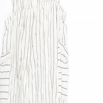 Primark Girls White Striped  Playsuit One-Piece Size 13-14 Years