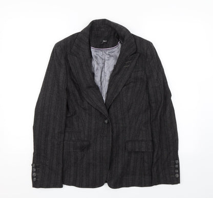NEXT Womens Grey Striped  Jacket Suit Jacket Size 10