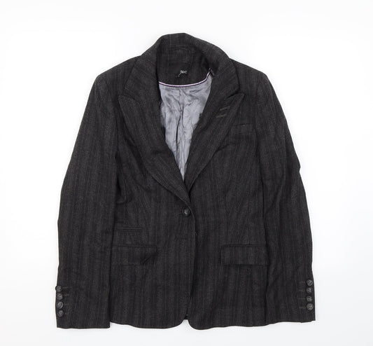 NEXT Womens Grey Striped  Jacket Suit Jacket Size 10