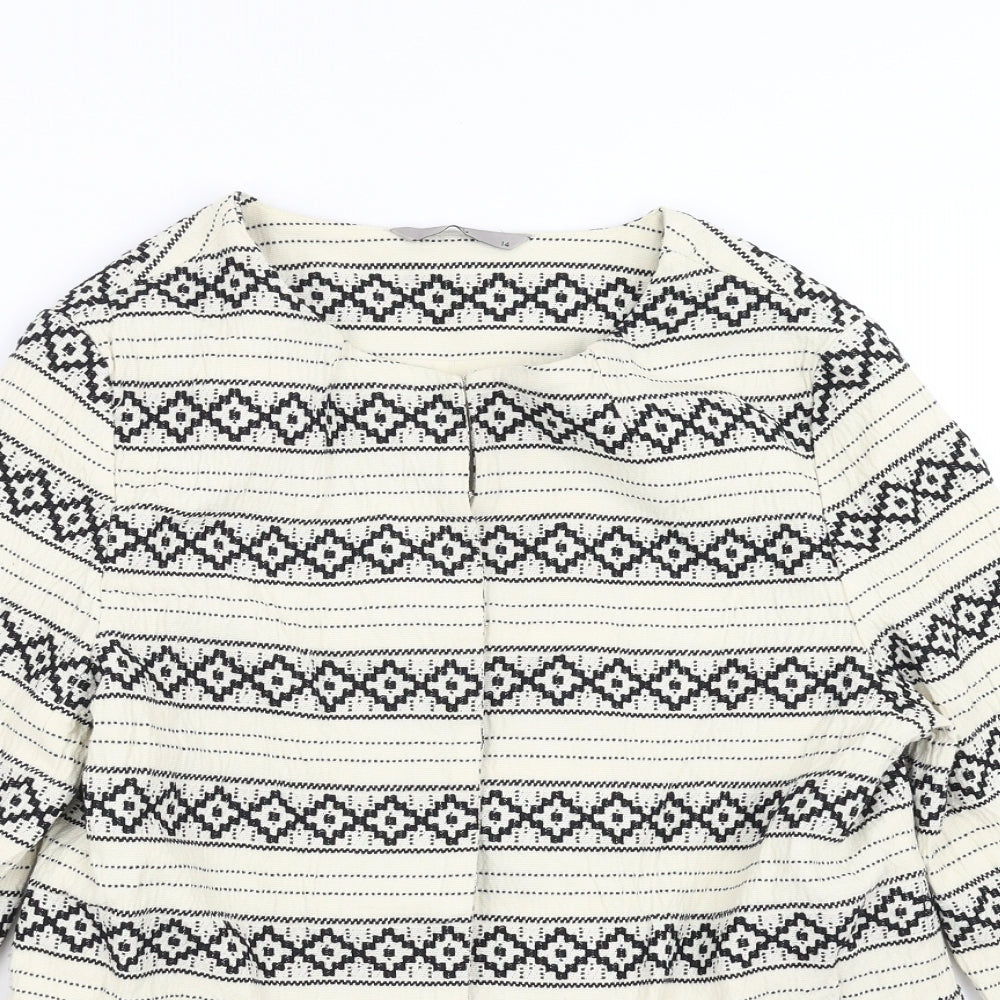 Close-up detail of TU women’s ivory geometric jacket, size UK 14