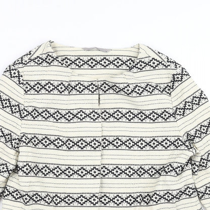 Close-up detail of TU women’s ivory geometric jacket, size UK 14