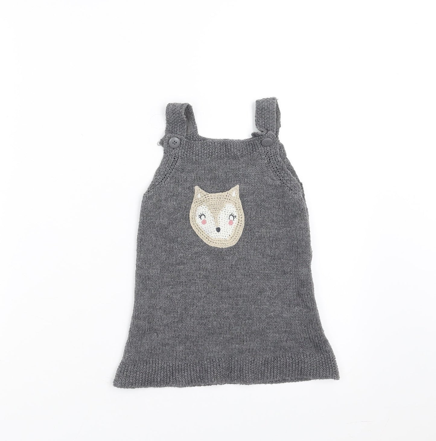 Nutmeg Girls Grey  Knit A-Line  Size 9-12 Months  - animal face