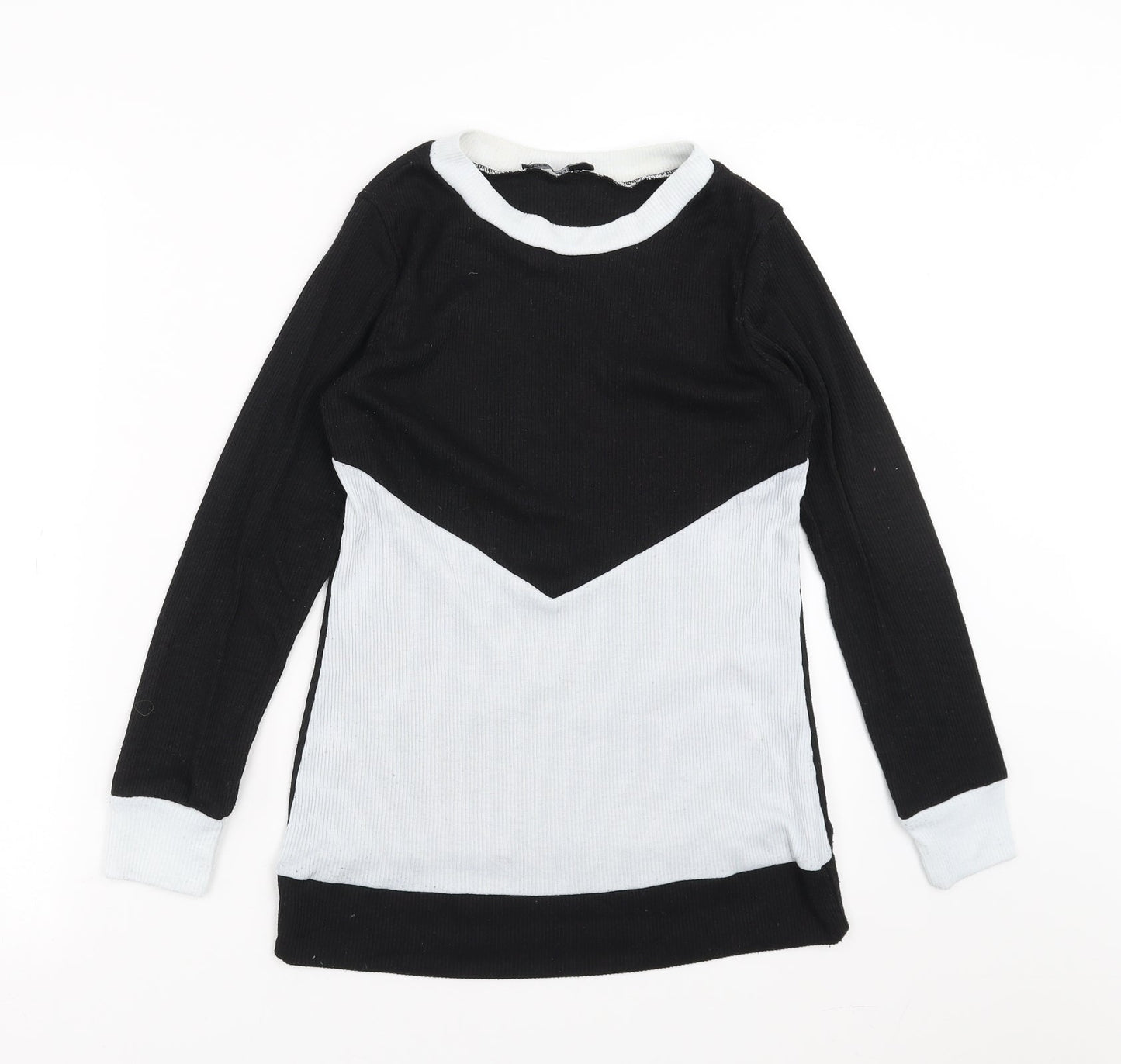 Boohoo Womens Black Geometric  Basic T-Shirt Size 8