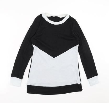 Boohoo Womens Black Geometric  Basic T-Shirt Size 8