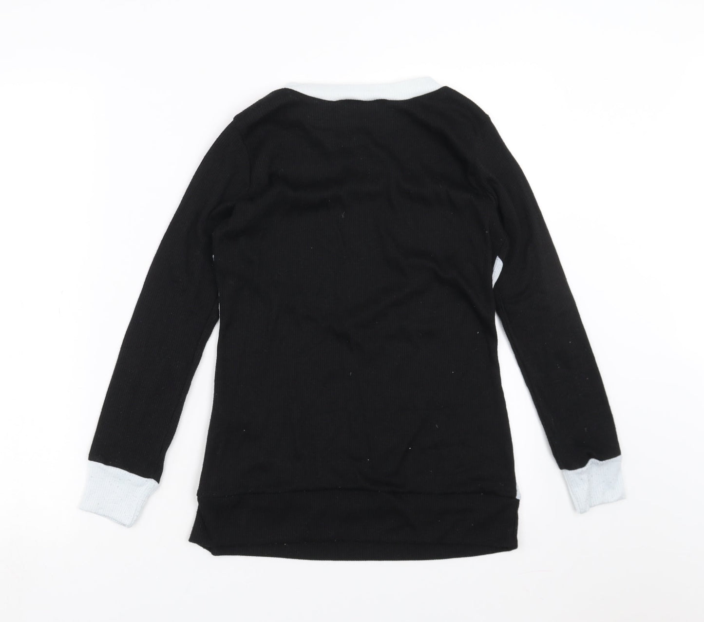 Boohoo Womens Black Geometric  Basic T-Shirt Size 8