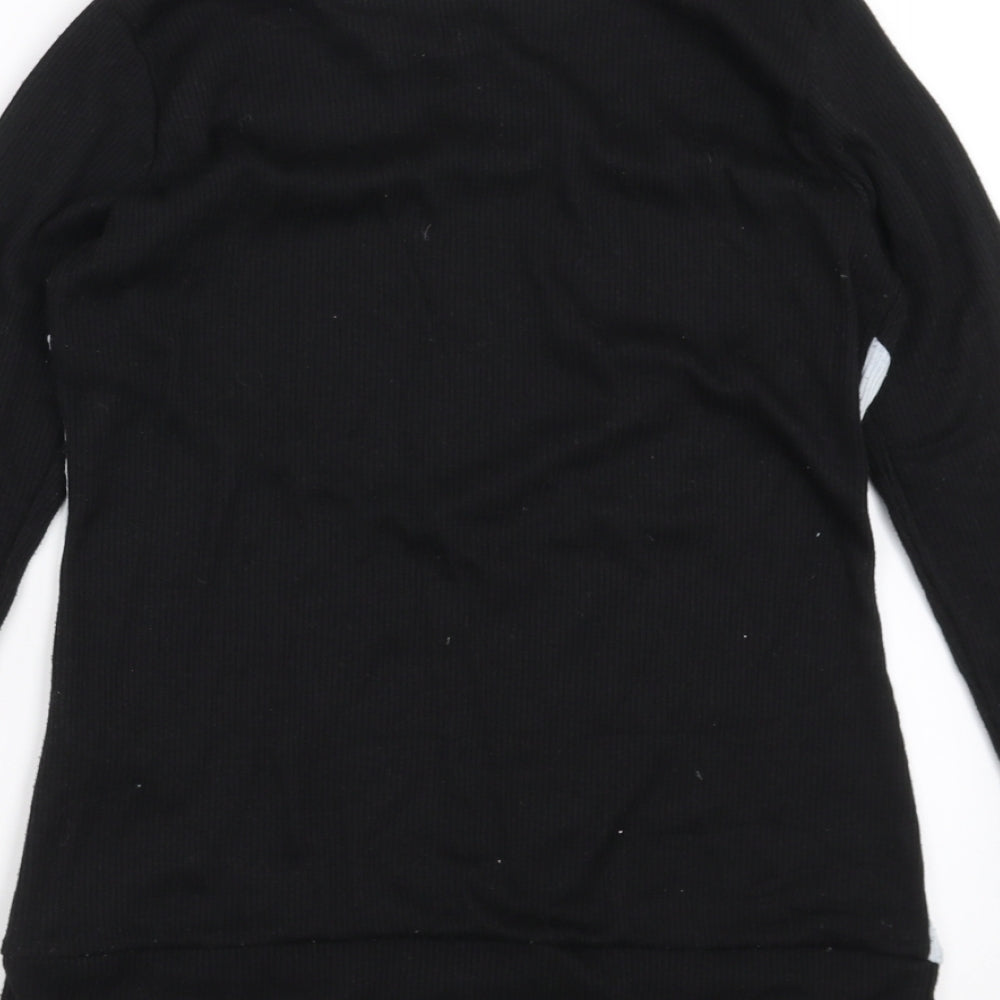 Boohoo Womens Black Geometric  Basic T-Shirt Size 8