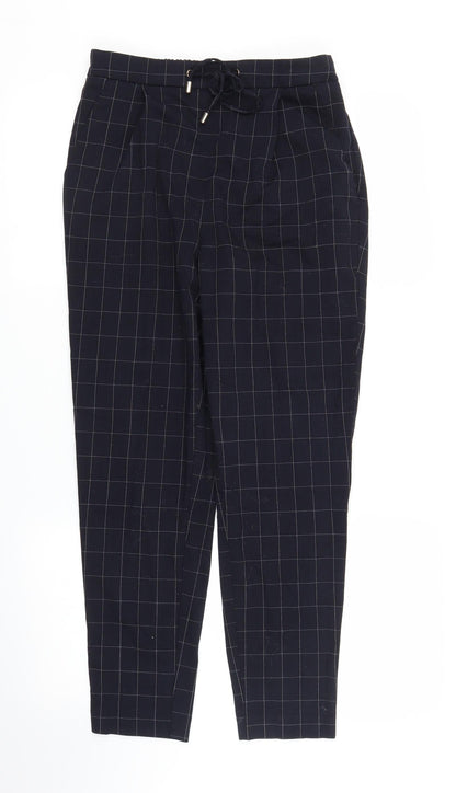 F&F Womens Blue Check  Carrot Trousers Size 10 L25 in