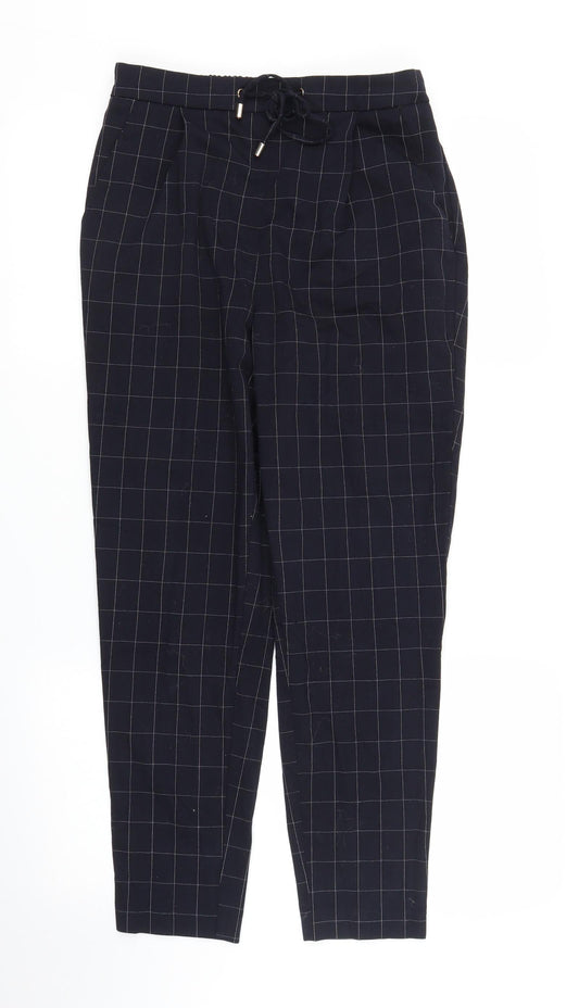 F&F Womens Blue Check  Carrot Trousers Size 10 L25 in