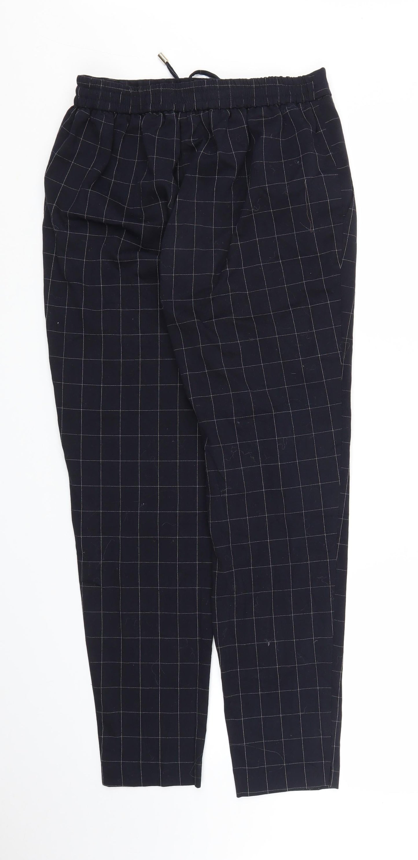 F&F Womens Blue Check  Carrot Trousers Size 10 L25 in