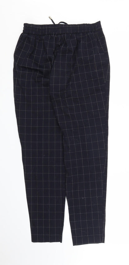 F&F Womens Blue Check  Carrot Trousers Size 10 L25 in
