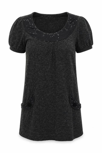 Iska Womens Grey   Tunic Blouse Size M