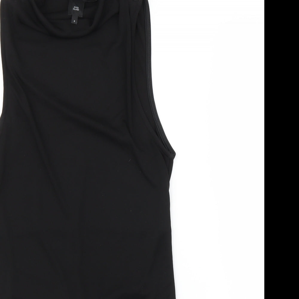 Womens UK Size 8 River Island Black Tunic Blouse