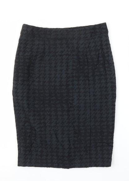 Matthew Williamson Womens Grey Houndstooth  Straight & Pencil Skirt Size 10