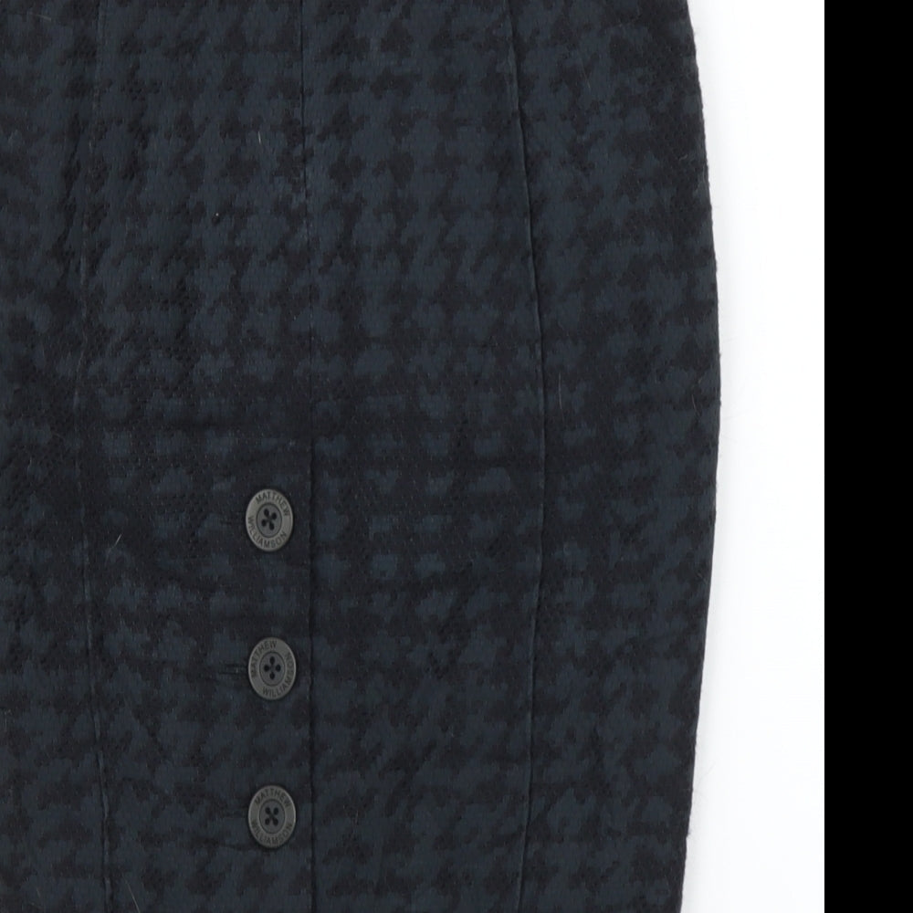 Matthew Williamson Womens Grey Houndstooth  Straight & Pencil Skirt Size 10