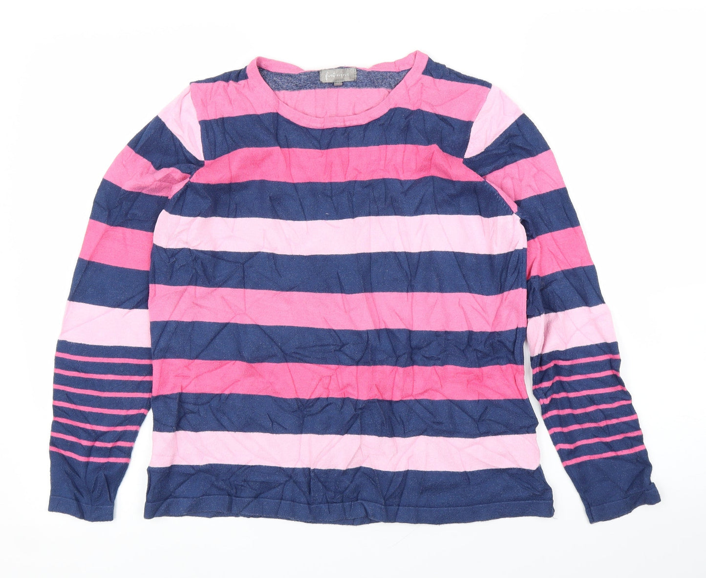 First Avenue Womens Purple Striped  Pullover Jumper Size M