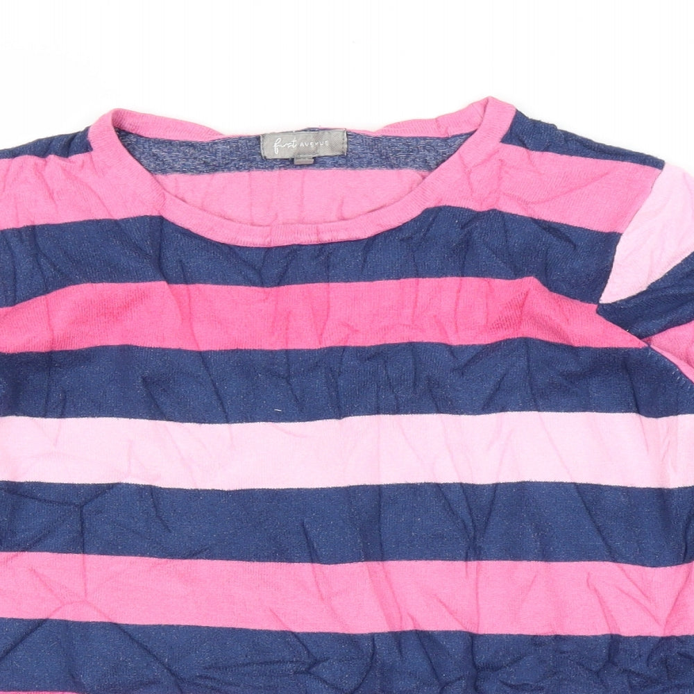 First Avenue Womens Purple Striped  Pullover Jumper Size M