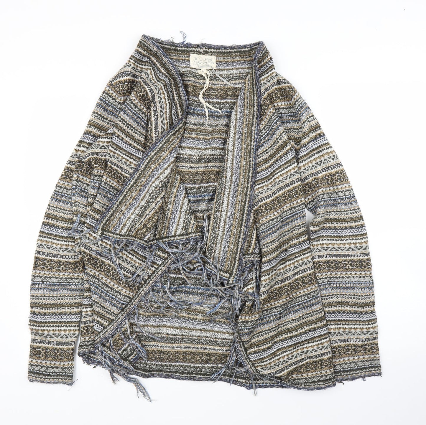 Lyla Lyla Womens Beige Geometric  Cardigan Jumper Size S