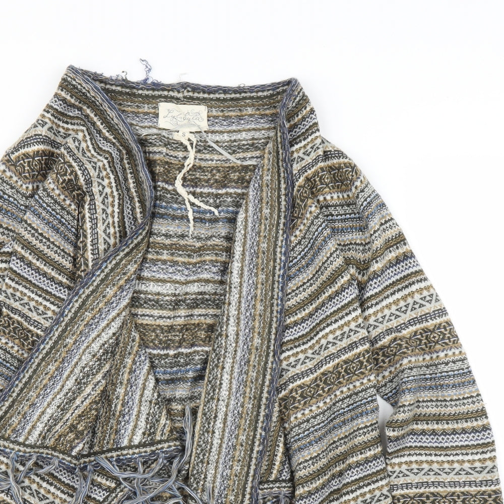 Lyla Lyla Womens Beige Geometric  Cardigan Jumper Size S