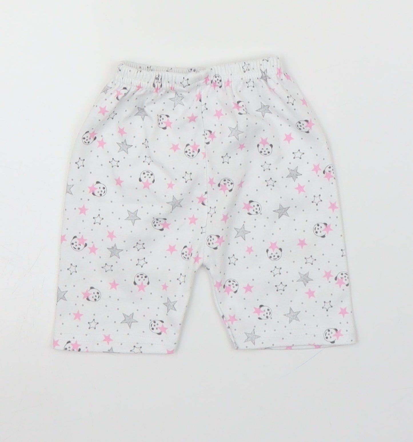 Preworn Girls White   Capri Leggings Size 0-3 Months  - Panda
