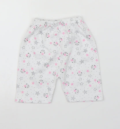 Preworn Girls White   Capri Leggings Size 0-3 Months  - Panda