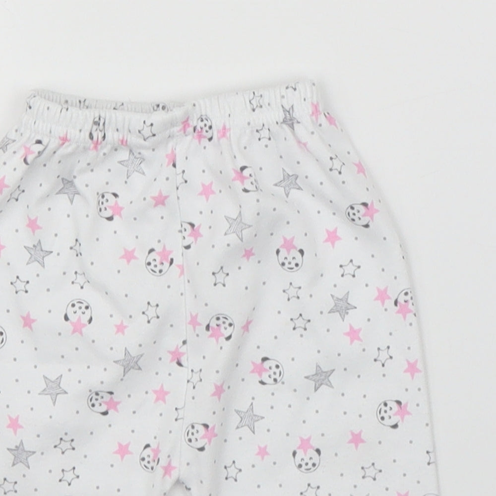 Preworn Girls White   Capri Leggings Size 0-3 Months  - Panda