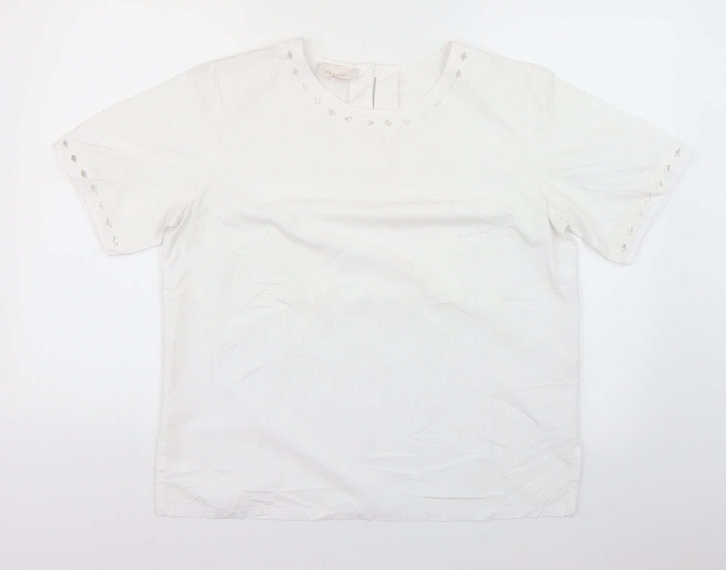 Womens UK Size 14 Daxon White Basic T-Shirt