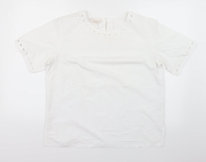 Womens UK Size 14 Daxon White Basic T-Shirt