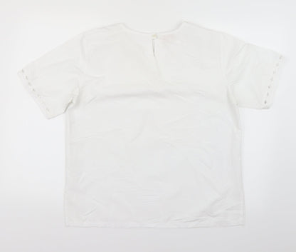 Womens UK Size 14 Daxon White Basic T-Shirt