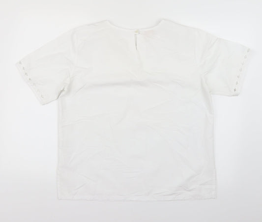 Daxon Womens White   Basic T-Shirt Size 14