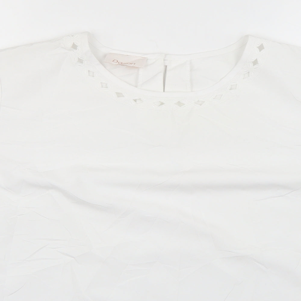 Womens UK Size 14 Daxon White Basic T-Shirt