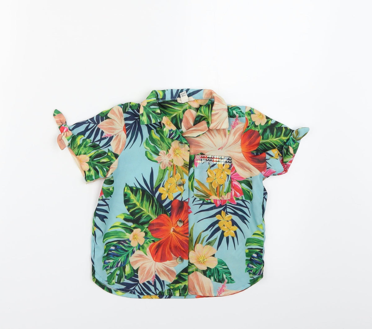 Additional front view of River Island girls’ multicoloured floral basic button-up, size 18-24, months
