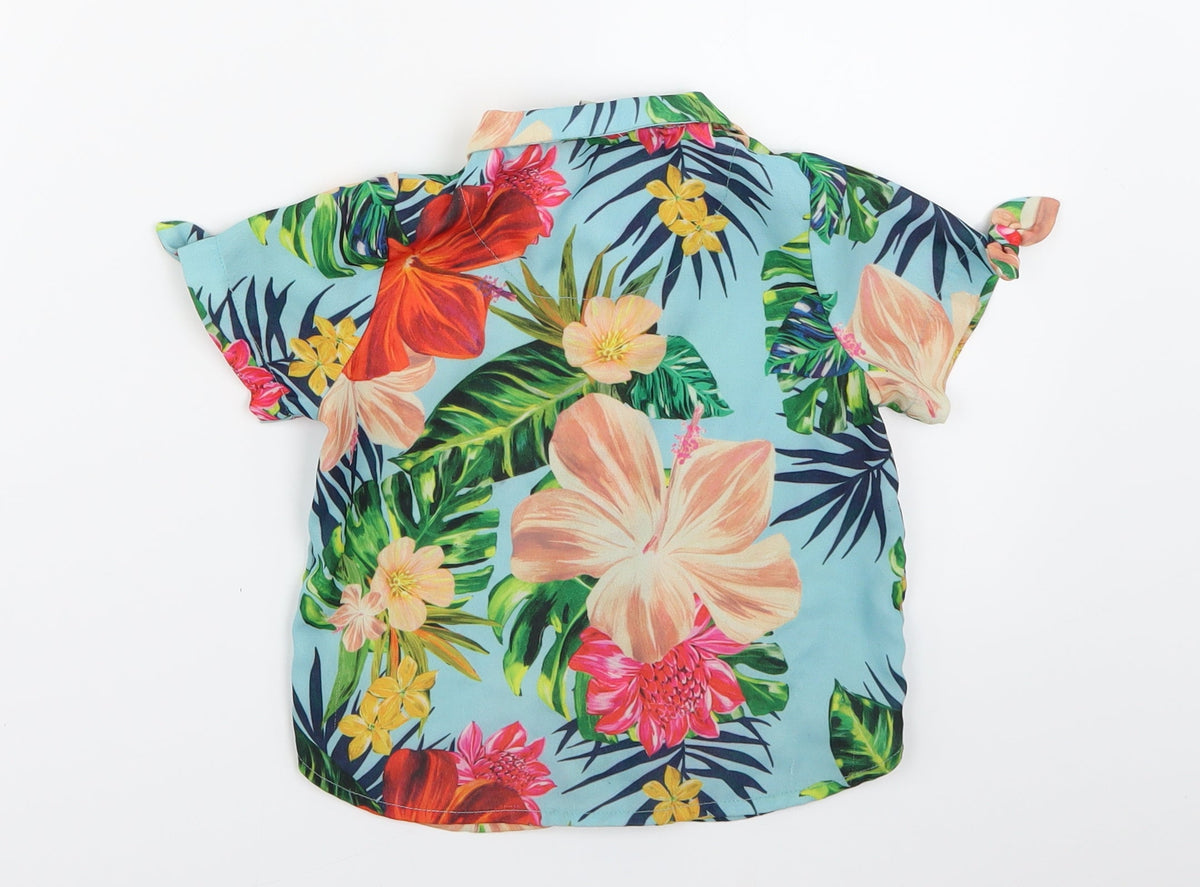 Back view of River Island girls’ multicoloured floral basic button-up, size 18-24, months