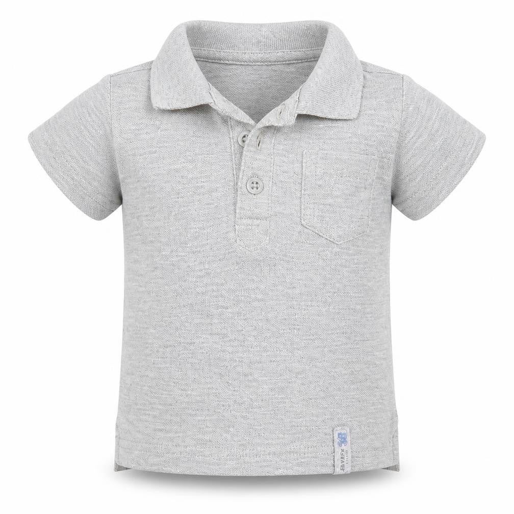 Front view of F&F boys’ grey basic polo, size 3-6, months