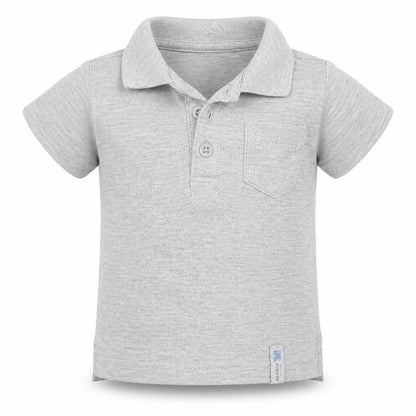 Front view of F&F boys’ grey basic polo, size 3-6, months